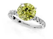 Solitaire Engagement Ring Setting for Fancy Yellow Round Cut Center with Large Accents and Prong Head in Platinum