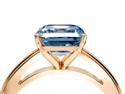Solitaire Engagement Ring Setting for Fancy Blue Asscher Cut Center with Flat-Sided Plain Band and Prong Head in Rose Gold