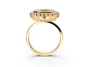 Halo Engagement Ring Setting for Fancy Yellow Asscher Cut Center with Milgrain Bezel Rim, Plain Band and Prong Head in Yellow Gold