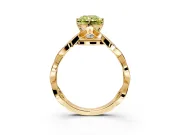 Solitaire Engagement Ring Setting for Fancy Yellow Radiant Cut Center with Accented Twist Band and Leaf Prong Head in Yellow Gold