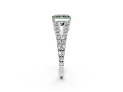Solitaire Engagement Ring Setting for Fancy Green Radiant Cut Center with Pave Split Shank and Prong Head in White Gold