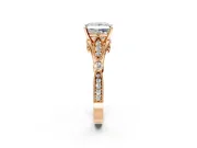 Solitaire Engagement Ring Setting for Princess Cut Center with Marquise and Bezel Accents and Prong Head in Rose Gold