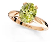 Solitaire Engagement Ring Setting for Fancy Yellow Oval Center with Reverse Tapered Band and Prong Head in Rose Gold