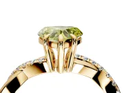 Solitaire Engagement Ring Setting for Fancy Yellow Heart-Shaped Center with Half-Pave Crossover Band and Prong Head in Yellow Gold