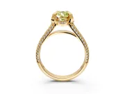 Solitaire Engagement Ring Setting for Fancy Yellow Pear-Shaped Center with Accented Split Shank and Prong Head in Yellow Gold