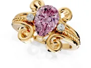 Solitaire Engagement Ring Setting for Fancy Pink Pear-Shaped Center with Twisted Band and Scroll Prong Head in Yellow Gold