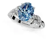 Solitaire Engagement Ring Setting for Fancy Blue Oval Center with Marquise Accent Twist Band and Prong Head in White Gold