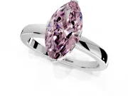 Solitaire Engagement Ring Setting for Fancy Pink Marquise Center with Plain Band and Flat Tab Prong Head in Sterling Silver