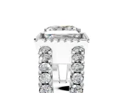Halo Engagement Ring Setting for Princess Cut Center with Wide-Open Pave Split Shank and Prong Head in Platinum