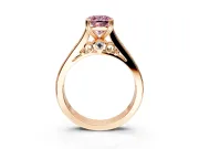 Solitaire Engagement Ring Setting for Fancy Pink Cushion Cut Center with Channel Band and Double Claw Prong Head in Rose Gold