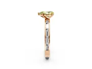 Solitaire Engagement Ring Setting for Fancy Yellow Pear-Shaped Center with Channel Baguette Band and Prong Head in Rose Gold