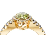 Halo Engagement Ring Setting for Fancy Yellow Marquise Center with Wide-Open Pave Split Shank and Prong Head in Yellow Gold