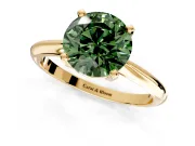 Solitaire Engagement Ring Setting for Fancy Green Round Cut Center with Knife Ridge Band and Claw Prong Head in Yellow Gold