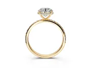Hidden Halo Engagement Ring Setting for Round Cut Center with Pave Band and Prong Head in Yellow Gold