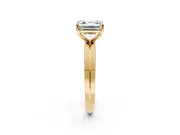 Solitaire Engagement Ring Setting for Asscher Cut Center with Wide Knife Ridge Band and Prong Head in Yellow Gold