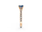 Solitaire Engagement Ring Setting for Fancy Blue Cushion Cut Center with Single Row Accent Band and Prong Head in Rose Gold