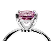 Minimalist Solitaire Engagement Ring Setting for Fancy Pink Radiant Cut Center with Thin Band and Prong Head in White Gold