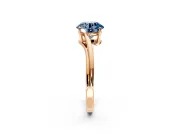 Solitaire Engagement Ring Setting for Fancy Blue Round Cut Center with Plain Bypass Twist Band and Prong Head in Rose Gold