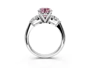 3 Stone Engagement Ring Setting for Fancy Pink Round Cut Center with Large Pear-Shaped Accents and Prong Head in Platinum