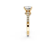 Solitaire Engagement Ring Setting for Princess Cut Center with Crossover Accents and Prong Head in Yellow Gold