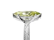 Solitaire Engagement Ring Setting for Fancy Yellow Marquise Center with Engraved Milgrain Band and Prong Head in White Gold