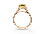 Solitaire Engagement Ring Setting for Fancy Yellow Radiant Cut Center with Accented Split Shank and Prong Head in Rose Gold