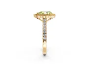 Milgrain Floral Halo Engagement Ring Setting for Fancy Yellow Pear-Shaped Center with Pave Band and Prong Head in Yellow Gold