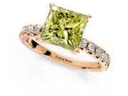 Solitaire Engagement Ring Setting for Fancy Yellow Princess Cut Center with Large Accents and Prong Head in Rose Gold