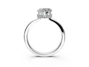 Hidden Halo Engagement Ring Setting for Heart-Shaped Center with Wide Flat Plain Band and Prong Head in Platinum