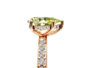 Solitaire Engagement Ring Setting for Fancy Yellow Pear-Shaped Center with Fine Pave Band and Prong Head in Rose Gold