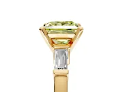 3 Stone Engagement Ring Setting for Fancy Yellow Princess Cut Center with Channel Baguette Accents and Prong Head in Yellow Gold