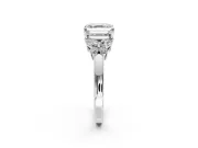 Solitaire Engagement Ring Setting for Asscher Cut Center with Marquise Flower Shoulders and Prong Head in Platinum