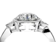 Cluster Engagement Ring Setting for Round Cut Center with Milgrain Shoulder Clusters and Prong Head in Platinum