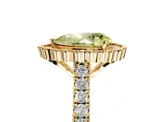 Milgrain Floral Halo Engagement Ring Setting for Fancy Yellow Pear-Shaped Center with Pave Band and Prong Head in Yellow Gold