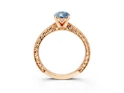 Solitaire Engagement Ring Setting for Fancy Blue Pear-Shaped Center with Engraved Milgrain Band and Prong Head in Rose Gold