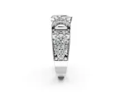 Pave Engagement Ring Setting for Pear-Shaped Center with Curved Accent Rows, Openwork and Prong Head in Platinum