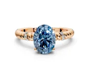 Rope Engagement Ring Setting for Fancy Blue Oval Center with Accent Shoulders and Prong Head in Rose Gold