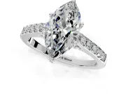 Solitaire Engagement Ring Setting for Marquise Center with Crossover Accents and Prong Head in Sterling Silver