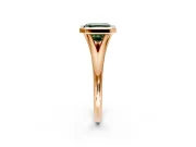 Solitaire Engagement Ring Setting for Fancy Green Asscher Cut Center with V Split Shank and Bezel Head in Rose Gold
