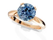 Solitaire Engagement Ring Setting for Fancy Blue Round Cut Center with Reverse Tapered Band and Prong Head in Rose Gold
