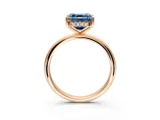 Hidden Halo Engagement Ring Setting for Fancy Blue Asscher Cut Center with Thin Round-Wire Band and Prong Head in Rose Gold