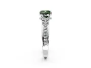 Solitaire Engagement Ring Setting for Fancy Green Cushion Cut Center with Raised Channel Band and Prong Head in Platinum