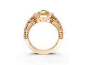 Milgrain Halo Engagement Ring Setting for Fancy Yellow Pear-Shaped Center with Pave Band and Prong Head in Rose Gold
