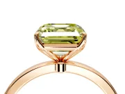 Solitaire Engagement Ring Setting for Fancy Yellow Asscher Cut Center with Thin Rounded Plain Band and Prong Head in Rose Gold
