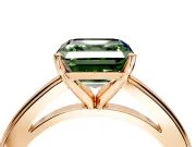 Solitaire Engagement Ring Setting for Fancy Green Asscher Cut Center with Flat-Sided Plain Band and Prong Head in Rose Gold