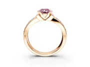 Bezel Engagement Ring Setting for Fancy Pink Radiant Cut Center with Wide Channel-Set Band and Bezel Head in Rose Gold