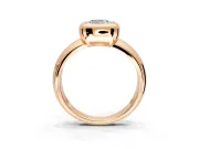 Solitaire Engagement Ring Setting for Cushion Cut Center with Wide Band and Bezel Head in Rose Gold