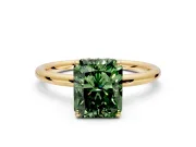Solitaire Engagement Ring Setting for Fancy Green Radiant Cut Center with Plain Band, Open Basket and Prong Head in Yellow Gold