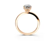 Solitaire Engagement Ring Setting for Radiant Cut Center with Fine Wire Band and Prong Head in Rose Gold
