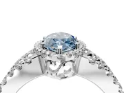 Halo Engagement Ring Setting for Fancy Blue Marquise Center with Wide-Open Pave Split Shank and Prong Head in Sterling Silver